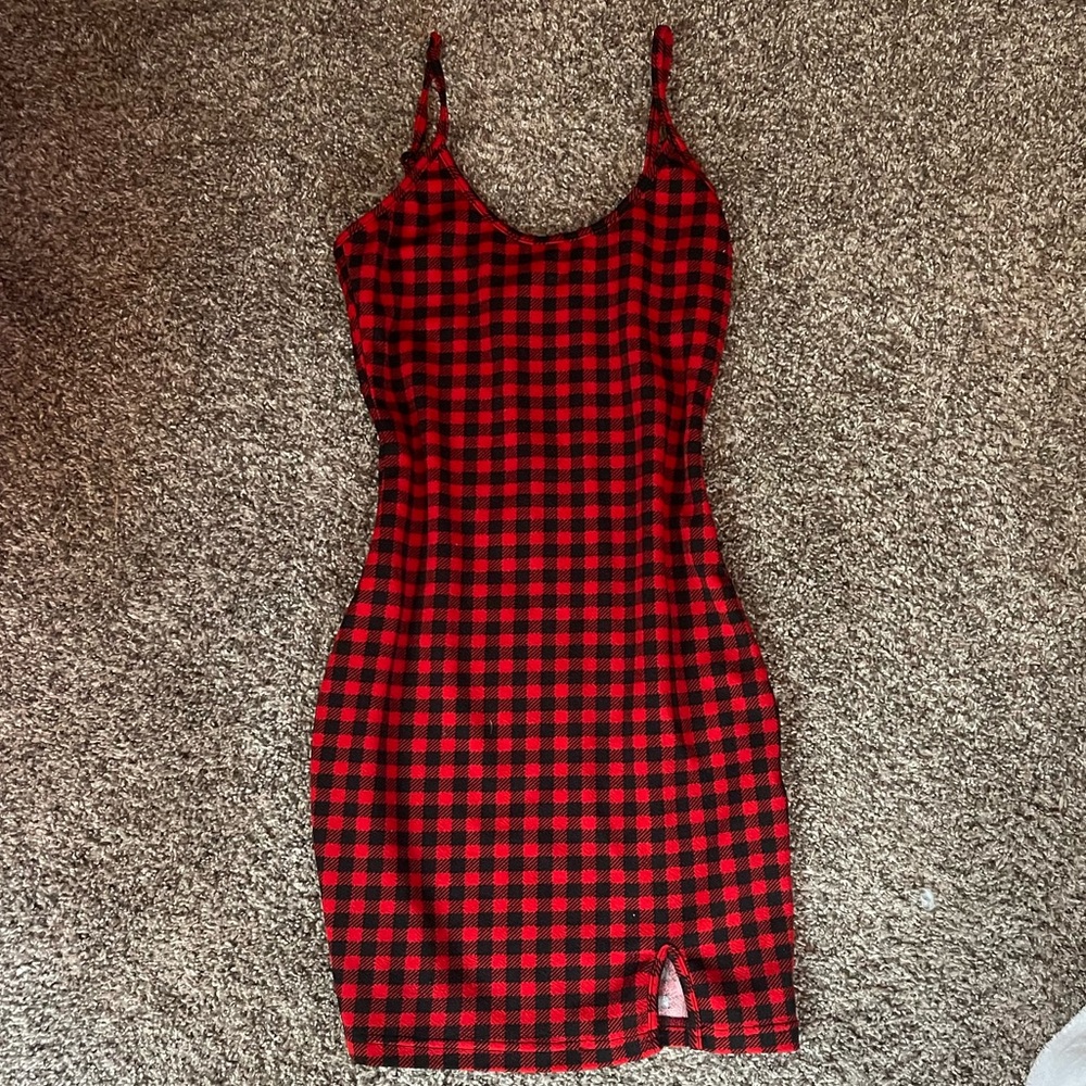 black & red mini dress